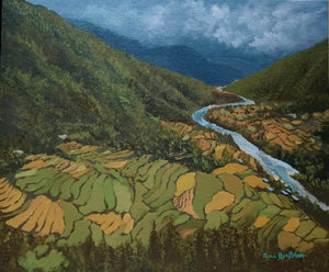 The Golden Fields - Contemporary Bhutanese Painting - InspiredByBhutan