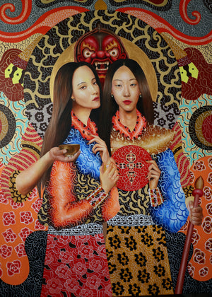 'INVOKING A DEITY' - Contemporary Bhutanese Painting - InspiredByBhutan