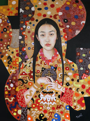 'AMOUREUX IN OCHRE DREAM' - Contemporary Bhutanese Painting - InspiredByBhutan