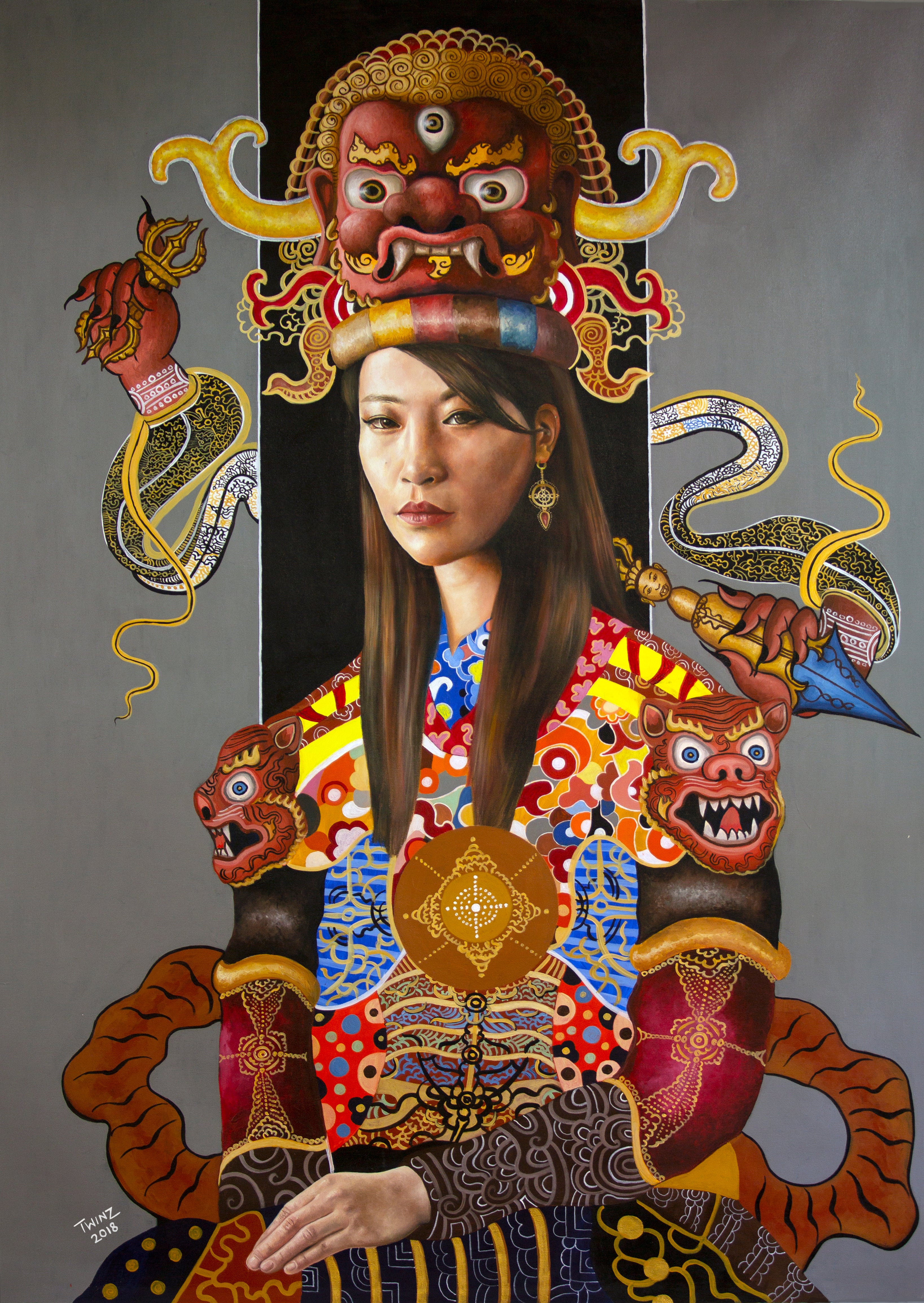 'THE GUARDIAN OF THE TRANSCENDENT WORLD' - Contemporary Bhutanese Painting - InspiredByBhutan